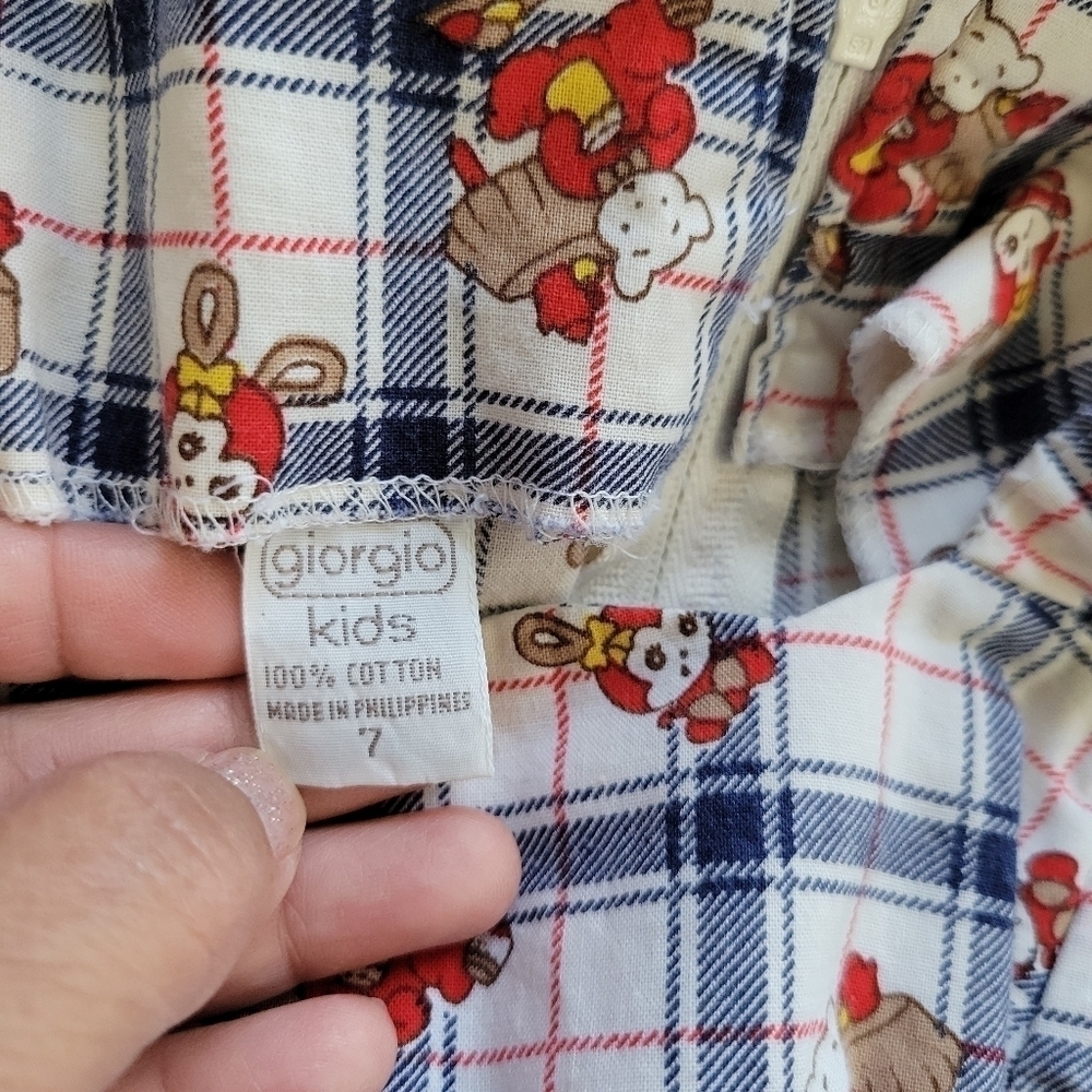 Vntg Giorgio Kids Bear Plaid Pinup Dress Size 7 - Picture 8 of 10